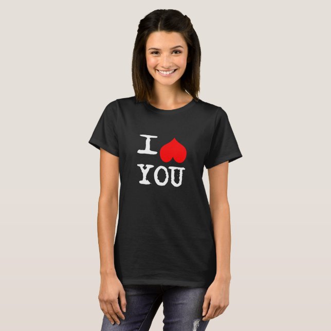 Camiseta Eu Amo Você Preto Personalizado (Frente Completa)
