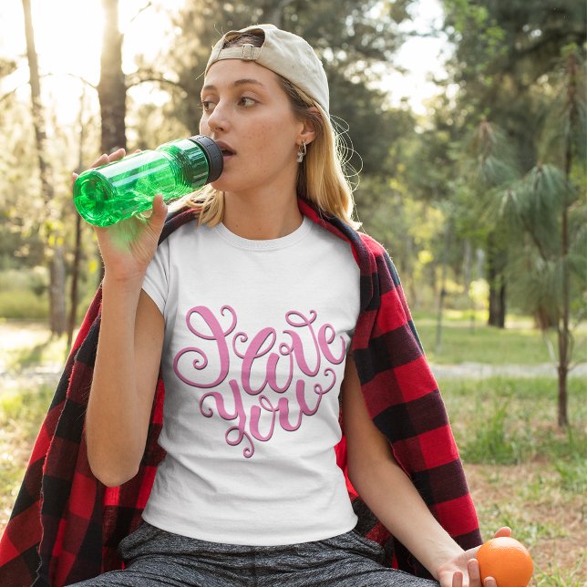 Camiseta Eu Amo Você Rosa (Criador carregado)