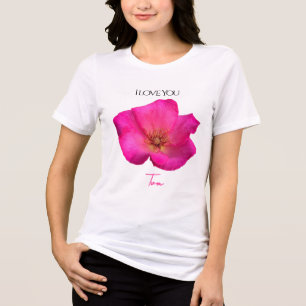 Camiseta Eu Amo Você - Rosa - Personalizado de Valentines  