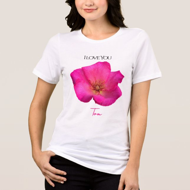 Camiseta Eu Amo Você - Rosa - Personalizado de Valentines   (Frente)
