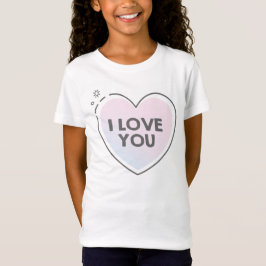 Camiseta Eu amo você texto em coração doce
