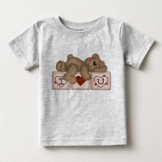 Camiseta Eu Amo Você Urso De Teddy - Longa Folga Toddler T (Frente)