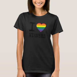 Camiseta Eu Amo Wieners um Orgulho Arco-íris LGBTQ Gay Biss