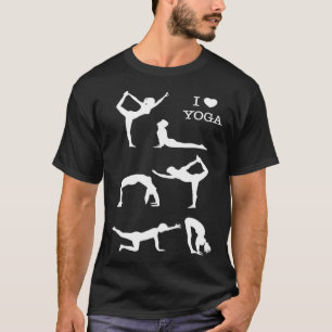 Camiseta Eu Amo Yoga Homens Mulheres Poses de Yoga