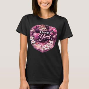 Camiseta Eu Amo Yuri Estética de Anime de Amor entre Garo