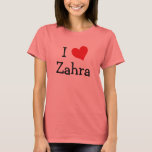 Camiseta Eu amo Zahra<br><div class="desc">Eu Amo design de coração Zahra. Ótimas ideias de presente de aniversário.</div>