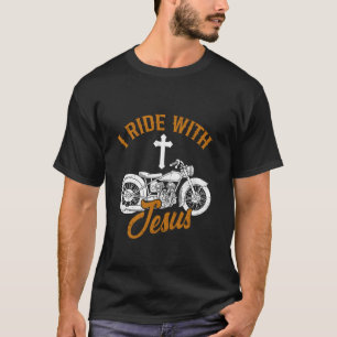Camiseta Eu Ando Com Jesus Piloto De Moto Cristão Engraçado