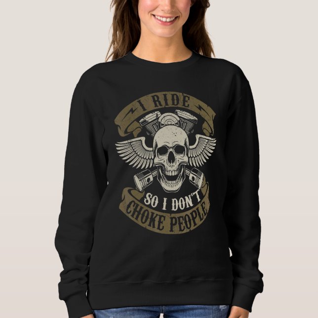 Camiseta Eu Ando de Moto Para Não Estrangular Pessoas Asas  (Frente)