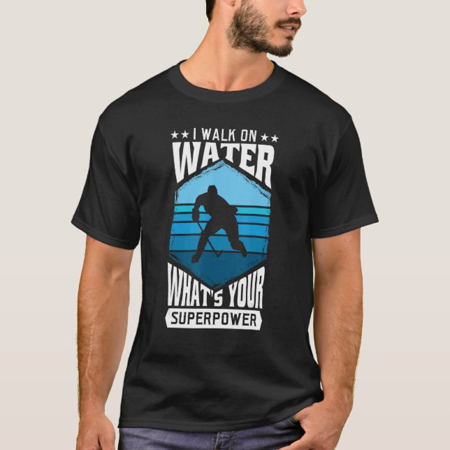 Camiseta Eu ando na água, qual é a sua Superpotência (Frente)