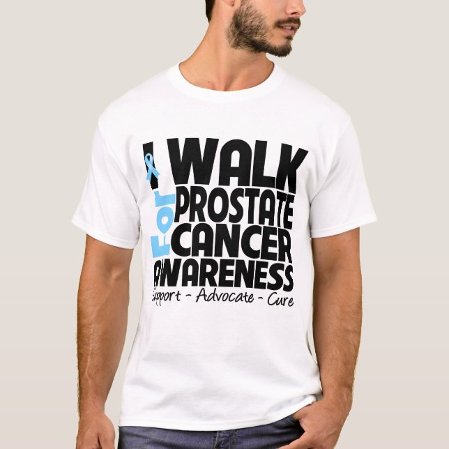 Camiseta Eu ando para a consciência do cancro da próstata (Frente)