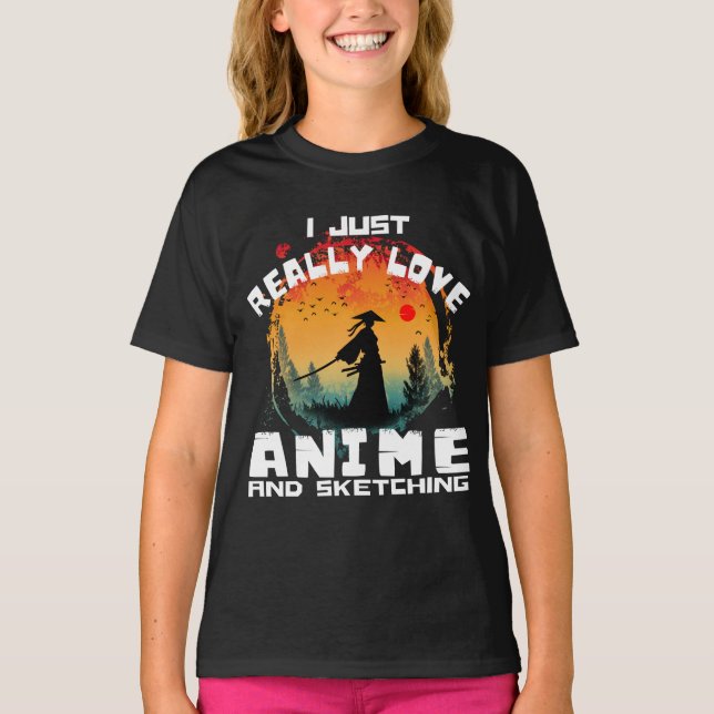 Camiseta eu apenas amo realmente anime e desenho (Frente)