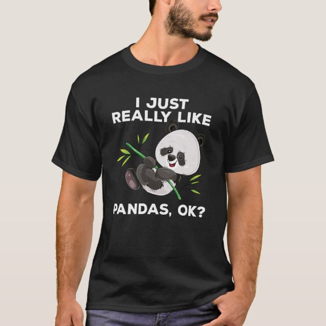 Camiseta Eu apenas gosto realmente de pandas, APROVAÇÃO? (Frente)