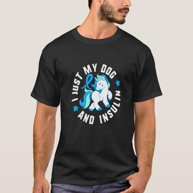 Camiseta Eu Apenas Meu Cão E Insulina Diabetes T1 Sensibili (Frente)