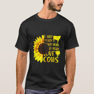 Camiseta Eu Apenas Realmente Realmente Amo Vacas Hippie Gir