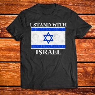 Camiseta Eu Apoio a Bandeira Azul e Branco de Israel