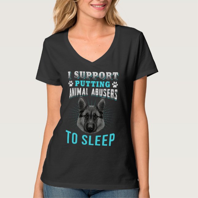 Camiseta Eu Apoio A Colocação De Abusos Animais Para Dormir (Frente)