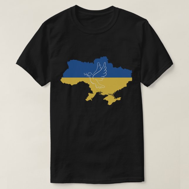 Camiseta Eu Apoio a Pomba da Paz Ucrânia Mulheres Pro-Ucrân (Frente do Design)