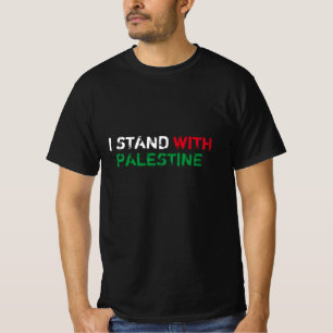 Camiseta Eu apoio a tipografia verde-branca da Palestina