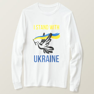 Camiseta Eu Apoio a Ucrânia – Desenho de Pombo da Paz