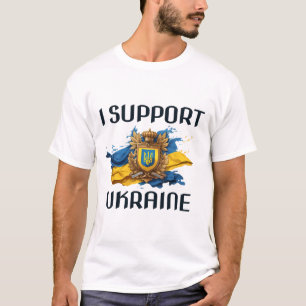 Camiseta Eu Apoio a Ucrânia em Pé pela Paz Ucraniana na Rús