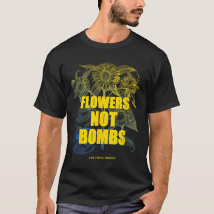 Camiseta Eu Apoio A Ucrânia Flores Não Bombas Paz Ucrânia