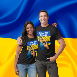 Camiseta Eu apoio a Ucrânia Vintage Rosie e Flag