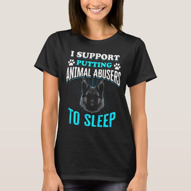 Camiseta Eu Apoio Colocar Abusos Animais Para Dormir Clássi (Frente)