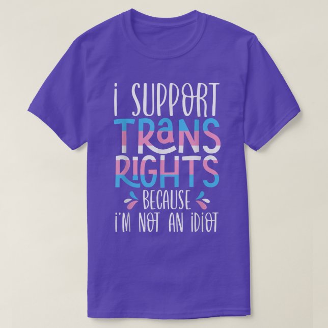 Camiseta Eu Apoio Direitos Trans Porque Não Sou Um Idiota T (Frente do Design)