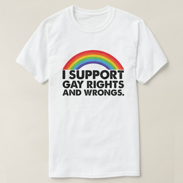Camiseta Eu apoio Gay de Direitos Gays e Erros de Gay (Frente do Design)