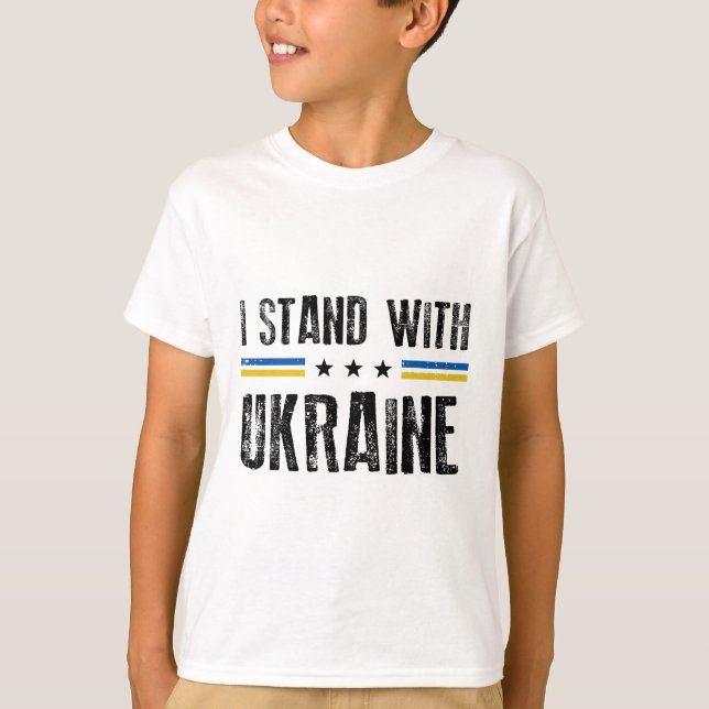 Camiseta Eu Apoio Linhas da Ucrânia Homens de Apoio Ucrania (Frente)