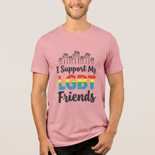 Camiseta Eu Apoio Meus Amigos LGBT Orgulho Arco-Íris Vetor