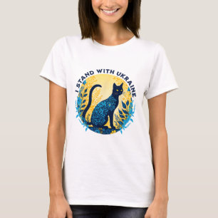 Camiseta Eu Apoio O Gato Da Ucrânia Floral Ucrânia Mulheres