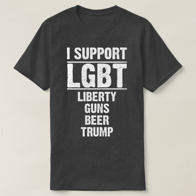 Camiseta Eu apoio o LGB Liberty Guns Beer  (Frente do Design)