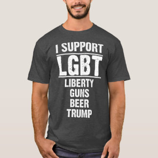 Camiseta Eu apoio o LGB Liberty Guns Beer
