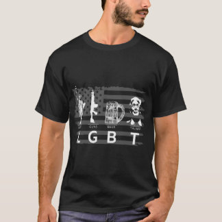 Camiseta Eu apoio o LGBTQ Liberty Guns Beer Trump Engraçado