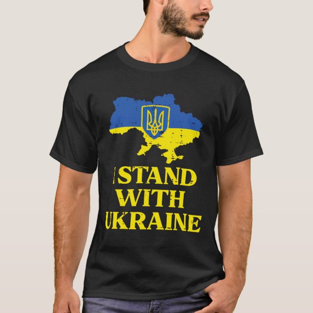 Camiseta Eu Apoio o Mapa da Ucrânia Apoio às Mulheres Ucran (Frente)