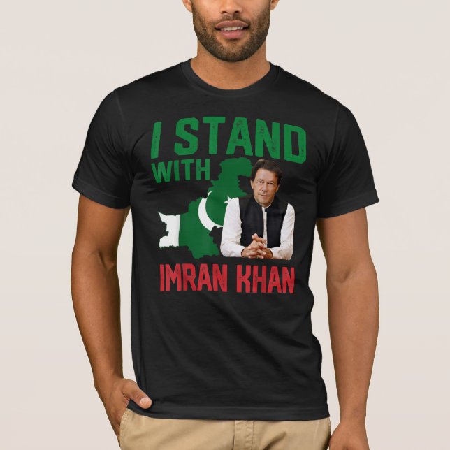 Camiseta Eu apoio o partido Imran Khan PTI Paquistão (Frente)