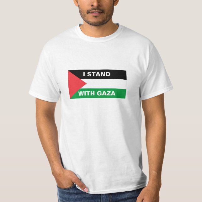 Camiseta Eu apoio o texto personalizado de Gaza, a bandeira (Frente)