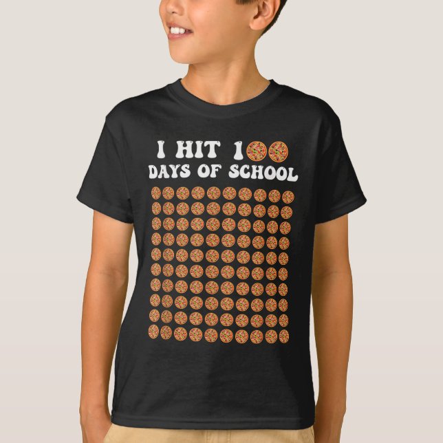 Camiseta Eu Atingi 100 Dias De Pizza Escolar 100º Dia Da Es (Frente)