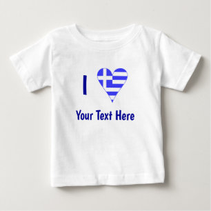 Camiseta Eu (Bandeira do Coração Grego) Seu Texto