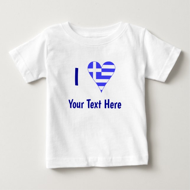 Camiseta Eu (Bandeira do Coração Grego) Seu Texto (Frente)