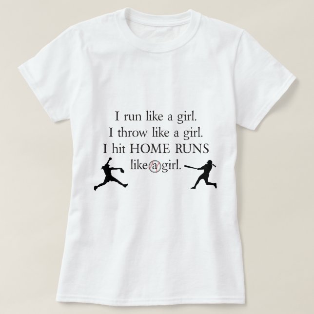 Camiseta Eu bati home run como uma menina (Frente do Design)
