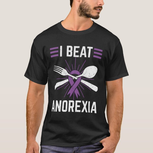 Camiseta Eu Bato Anorexia Perturbação Comida Roxo (Frente)