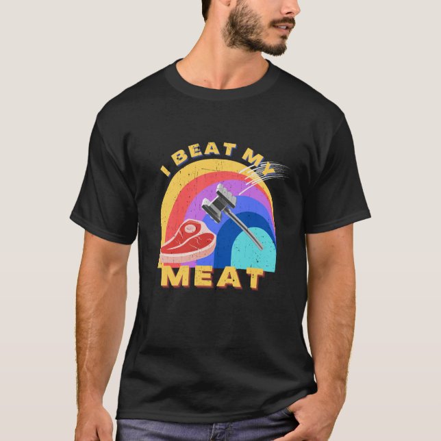 Camiseta Eu Bato Na Minha Carne Engraçada, Steak Hammer Hom (Frente)