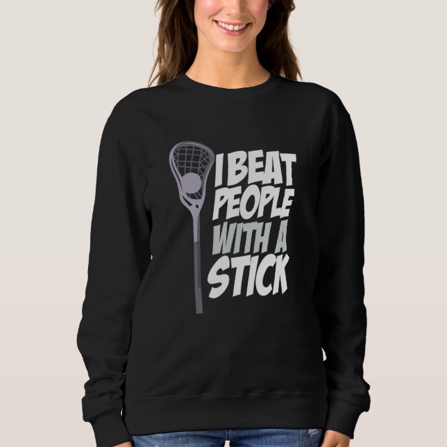 Camiseta Eu Bato Pessoas Com Jogadores De Lacrosse De Pau (Frente)
