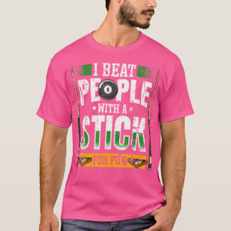 Camiseta Eu Bato Pessoas Com Um Pau Para Um Bilhar Engraçad