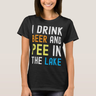 Camiseta Eu Bebo Cerveja I Pee No Lago Funny Summer Vacati