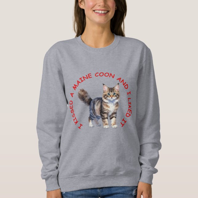Camiseta Eu beijei um gato Maine Coon (Frente)