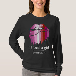 Camiseta Eu beijei uma garota e gostei dele, Bi Pride Lábio