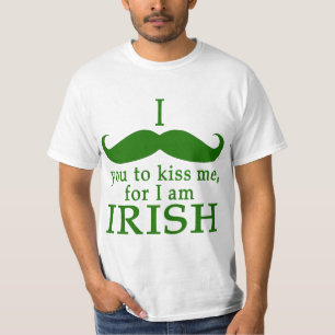 Camiseta Eu bigode você para beijar-me mim sou irlandês!